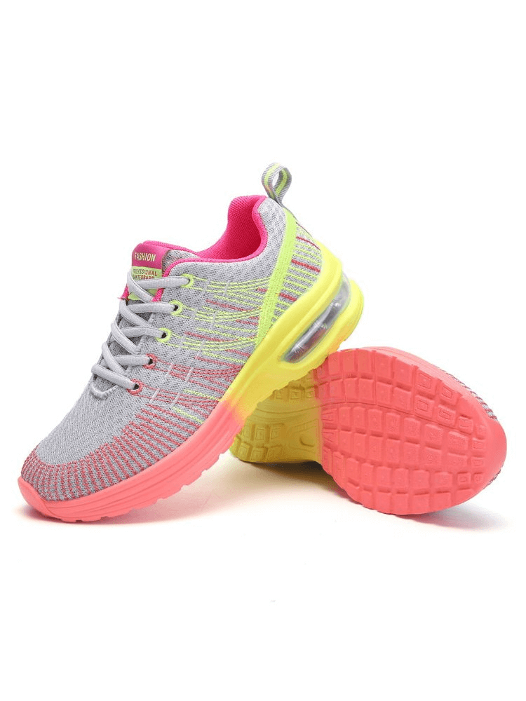 Stylish bright mesh women's sneakers with breathable design, pink and yellow accents, lightweight EVA outsole, perfect for sports - SF0876